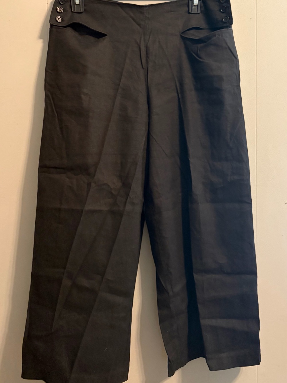 Max Studio Black Linen-Blend Wide Leg Trousers Ankle length wide leg